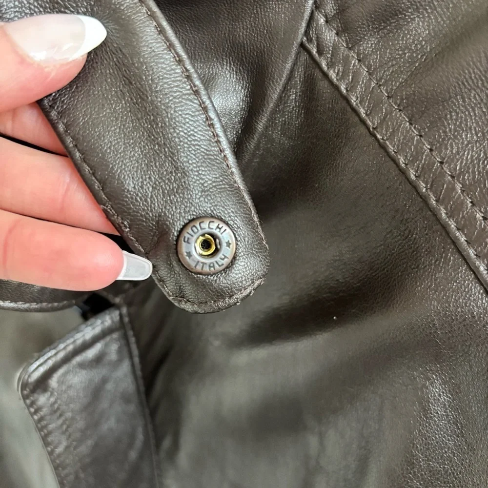 Bruno Magli Italian Brown Soft 100% Leather Made in Italy Jacket Size 42 Lined